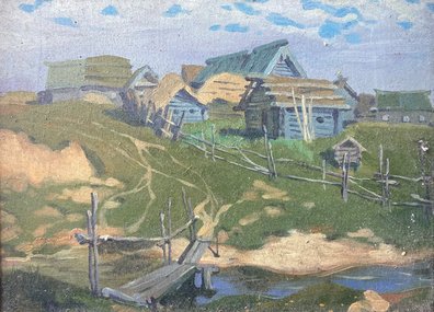 Русская  деревня (2008, х.м., 18x24, арт. 64К.2) - 4 300 ₽