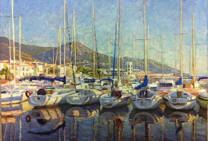Яхты в порту (2016, х.м., 45x65, арт. 35К.30) - 50 000 ₽