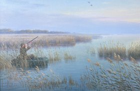 На утку (2022, х.м., 40x60, арт. 105К.7) - 23 800 ₽