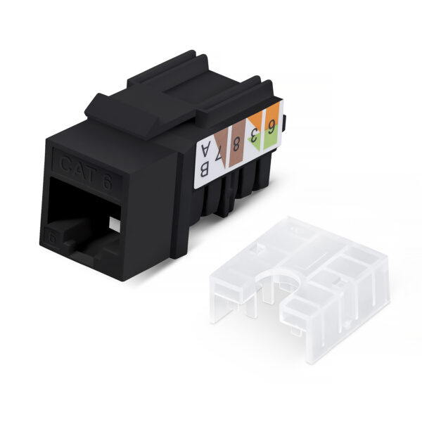 cabeus kj-rj45-cat.6-90-sw-bk вставка keystone jack rj-45, категория 6, заделка тип 110, черная, со стяжкой