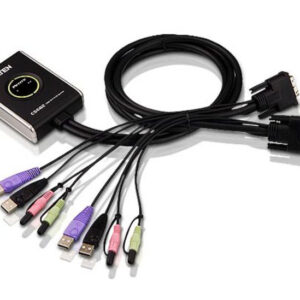 ATEN CS682-AT Переключатель, электрон., KVM+Audio, 1 user USB+DVI-D, 2 cpu USB+DVI-D, со встр.шнурами USB+Audio 2x1.2м., 1920x1200, настол., исп.стандарт.шнуры, без OSD, некаскад., (1920x1200, HDCP, DynaSync (EDID), поддержка ОС Windows/Linux/Mac/Sun