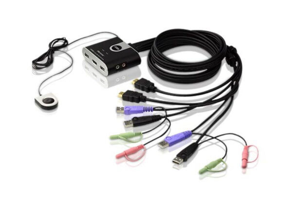 aten cs692-at переключатель, электрон., kvm+audio, 1 user usb+hdmi, 2 cpu usb+hdmi, со встр.шнурами usb+audio 2x1.2м., 1920x1200, настол., исп.стандарт.шнуры, без osd, некаскад., (1920x1200, hdcp, dynasync (edid), поддержка ос windows/linux/mac)