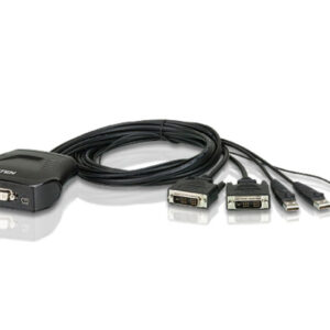 ATEN CS22D-A7 Переключатель, электрон., DVI-D+KBD+MOUSE, 1&gt 2 блока/порта/port USB, со встр. KVM-шнурами USB 2x1.2м., (ПЕРЕКЛЮЧЕНИЕ МЕЖДУ ПОРТАМИ ТОЛЬКО ВЫНОСНОЙ КНОПКОЙ!, консоль управления - USB, DDC2B)