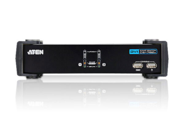 aten cs1762a-at-g переключатель, электрон., kvm+audio+usb 2.0, 1 user usb+dvi, 2 cpu usb+dvi, со шнурами usb 2х1.8м., 1920x1200 60hz, настол., исп.стандарт.шнуры, без osd, некаскад., (win98se/me/2000/xp/2003/vista/mac/linux/sun/freebsd, usb hub 2 пор