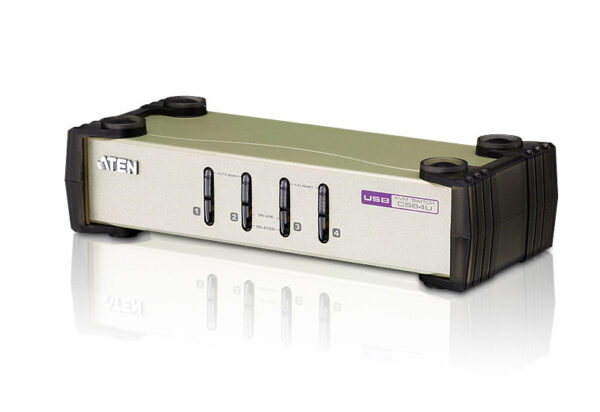 aten cs84u-at переключатель, электрон., kvm, 1 user ps2/usb+vga, 4 cpu ps2/usb+vga, со шнурами ps2/usb 2х1.2+2х1.8м., 2048x1536, настол., исп.стандарт.шнуры, без osd, некаскад.