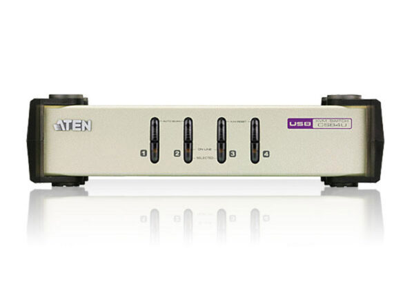 aten cs84u-at переключатель, электрон., kvm, 1 user ps2/usb+vga, 4 cpu ps2/usb+vga, со шнурами ps2/usb 2х1.2+2х1.8м., 2048x1536, настол., исп.стандарт.шнуры, без osd, некаскад.