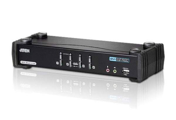 aten cs1784a-at-g переключатель, электрон., kvm+audio+usb 2.0, 1 user usb+dvi, 4 cpu usb+dvi, со шнурами usb 4х1.8м., 2560x1600 60hz dvi-d dual link/2048x1536 dvi-a, настол., исп.стандарт.шнуры, без osd, некаскад., (win2000/xp/vista/mac/linux/sun)