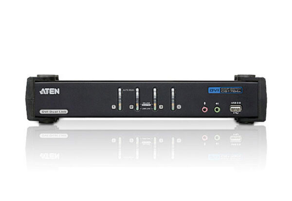 aten cs1784a-at-g переключатель, электрон., kvm+audio+usb 2.0, 1 user usb+dvi, 4 cpu usb+dvi, со шнурами usb 4х1.8м., 2560x1600 60hz dvi-d dual link/2048x1536 dvi-a, настол., исп.стандарт.шнуры, без osd, некаскад., (win2000/xp/vista/mac/linux/sun)