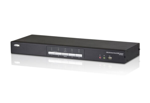 aten cs1644a-at-g переключатель, электрон., kvm+audio+usb 2.0, 1 user usb+2xdvi, 4 cpu usb+8xdvi, со шнурами usb/dvi dual link 4х1.8м.+dvi dual link 4х1.8м., 2560x1600, настол., исп.спец.шнуры, без osd, некаскад