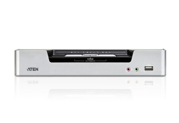 aten cs1642a-at-g переключатель, электрон., kvm+audio+usb 2.0, 1 user usb+2xdvi, 2 cpu usb+4xdvi, со шнурами usb/dvi dual link 2х1.8м.+dvi dual link 2х1.8м., 2560x1600, настол., исп.спец.шнуры, без osd, некаскад