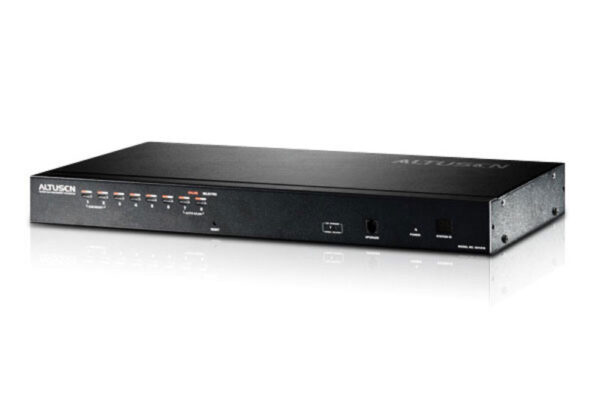 aten/altusen kh1508a-ax-g переключатель, электрон., kvm, 1 local user ps2/usb+vga,8 cpu (ps2/usb/sun+vga)/rs232, без модулей, 1600x1200 60hz (30м), 1u 19", исп.спец.модули и utp, osd, каскад 512