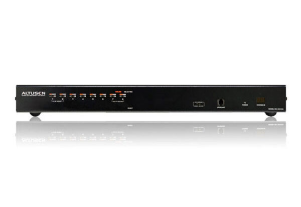 aten/altusen kh1508a-ax-g переключатель, электрон., kvm, 1 local user ps2/usb+vga,8 cpu (ps2/usb/sun+vga)/rs232, без модулей, 1600x1200 60hz (30м), 1u 19", исп.спец.модули и utp, osd, каскад 512