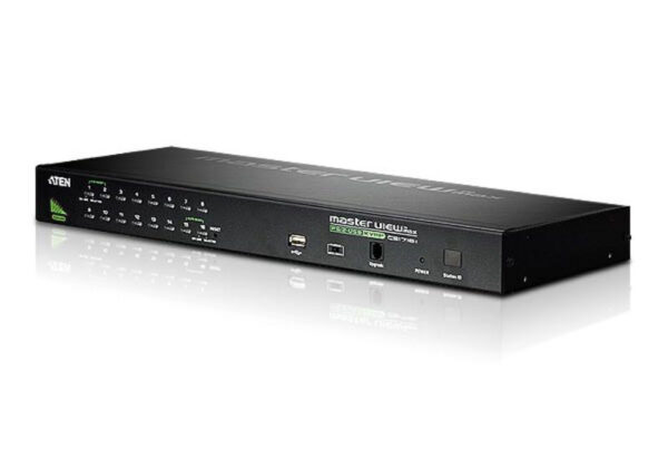 aten cs1716a-at-g переключатель, электрон., kvm, 1 user ps2/usb+vga 16 cpu ps2/usb+vga, со шнурами usb 2х1,8м,, 2048x1536, 1u 19", исп,спец,шнуры, osd, каскад 512