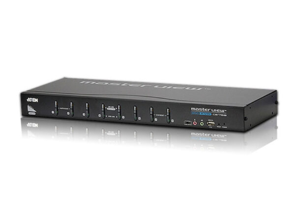 aten cs1768-at-g переключатель, электрон., kvm+audio, 1 user usb+dvi,, 8 cpu usb+dvi, со шнурами usb dvi-d 2x1.8м., 1920x1200 dvi single link/2048x1536 vga, 1u 19", исп.спец.шнуры, osd, каскад 512, (2-портовый usb 2.0 hub)