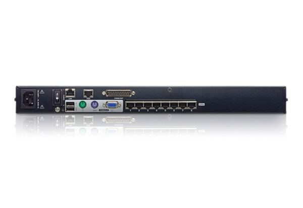 aten/altusen kh1508ai-ax-g переключатель, электрон., kvm, 1 local user ps2/usb+vga+1 ip, 8 cpu (ps2/usb/sun+vga)/rs232, без модулей, 1600x1200 60hz (30м), 1u 19", исп.спец.модули и utp, osd, каскад 128