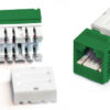 hyperline kjne-8p8c-c5e-90-gn вставка keystone jack rj-45(8p8c), категория 5e, 110 idc, заделка с помощью ne-tool, зеленая