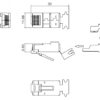 hyperline plug-8p8c-uv-c6a-sh-50 разъем rj-45(8p8c) под витую пару, 10gb категория 6a (50 µ"/ 50 микродюймов), экранированный, универсальный (для одножильного и многожильного кабеля), со вставкой (50 шт)