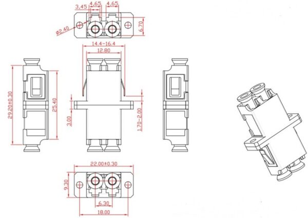 hyperline fa-p11z-dlc/dlc-n/wh-bg оптический проходной адаптер lc-lc, mm, duplex, корпус пластиковый, бежевый, белые колпачки