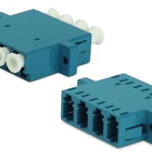 Hyperline FA-P11Z-QLC/QLC-N/WH-BL Оптический проходной адаптер LC-LC, SM, quadro, 4 волокна, корпус пластиковый, синий, белые колпачки
