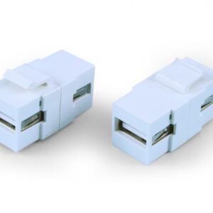 Hyperline KJ1-USB-A2-WH Вставка формата Keystone Jack с проходным адаптером USB 2.0 (Type A), ROHS, белая