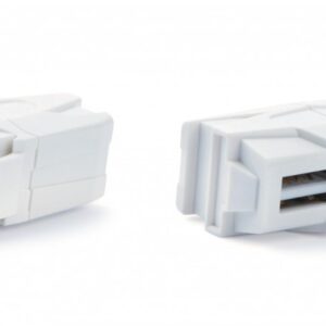Hyperline KJ1-USB-VA3-WH Вставка формата Keystone Jack с проходным адаптером USB 3.0 (Type A), 90 градусов, ROHS, белая