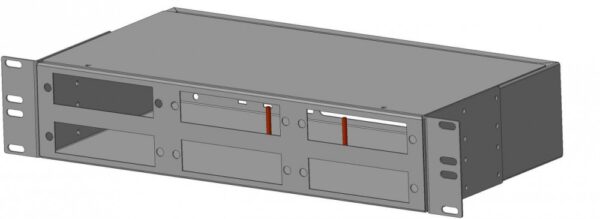 hyperline fo-19r-2u-6xslt-w140h42-48un-bk бокс оптический универсальный 19", от 8 до 48 портов (sc, duplex lc, st, fc), со сплайс пластиной, без пигтейлов и проходных адаптеров, 2u, черный