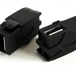 Hyperline KJ1-USB-VA2-BK Вставка формата Keystone Jack с проходным адаптером USB 2.0 (Type A), 90 градусов, ROHS, черная
