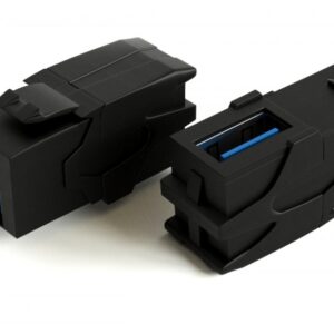 Hyperline KJ1-USB-VA3-BK Вставка формата Keystone Jack с проходным адаптером USB 3.0 (Type A), 90 градусов, ROHS, черная