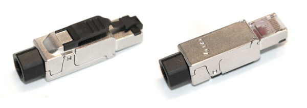 hyperline pluf-8p8c-s-c6a-sh разъем rj-45 (8p8c) под витую пару, полевая заделка, категория 6a, экранированный, для одножильного кабеля (внешний диаметр кабеля 6-8 мм, 23-26 awg), накручивающийся хвостовик