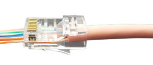 Hyperline PLEZ-8P8C-U-C5-100 Разъем легкой оконцовки RJ-45 (8P8C) под витую пару, категория 5e (50 µ"/ 50 микродюймов), универсальный (для одножильного и многожильного кабеля) (100 шт.)