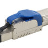 hyperline plue-8p8c-s-c8-sh-bl разъем полевой оконцовки rj-45 (8p8c) под витую пару, для одножильного кабеля, toolless, категория 8, экранированный, накручивающийся хвостовик, синий, idc