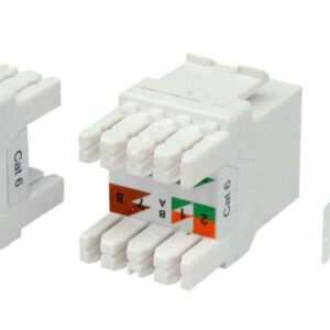 Hyperline KJ8-8P8C-C6-180-WH Вставка Keystone Jack RJ-45(8P8C), категория 6, тип 180 градусов, белая