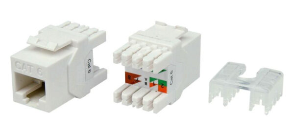 hyperline kj8-8p8c-c6-180-wh вставка keystone jack rj-45(8p8c), категория 6, тип 180 градусов, белая