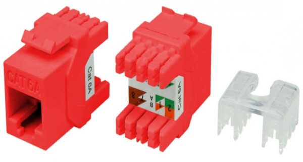 hyperline kj8-8p8c-c5e-180-rd вставка keystone jack rj-45(8p8c), категория 5e, тип 180 градусов, красная