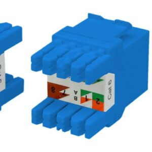 Hyperline KJ8-8P8C-C6-180-BL Вставка Keystone Jack RJ-45(8P8C), категория 6, тип 180 градусов, синяя