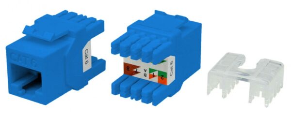 hyperline kj8-8p8c-c6-180-bl вставка keystone jack rj-45(8p8c), категория 6, тип 180 градусов, синяя