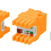 hyperline kj8-8p8c-c6-180-or вставка keystone jack rj-45(8p8c), категория 6, тип 180 градусов, оранжевая