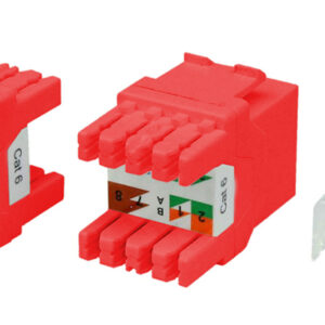 Hyperline KJ8-8P8C-C6-180-RD Вставка Keystone Jack RJ-45(8P8C), категория 6, тип 180 градусов, красная