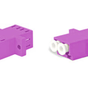 Hyperline FA-P11Z-DLC/DLC-N/WH-MG Оптический проходной адаптер LC-LC, MM (OM4), duplex, корпус пластиковый, пурпурный (magenta), белые колпачки