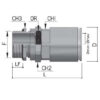 dkc / дкс 6111p32m251521 муфта труба-коробка с герметичным уплотнителем, ф32мм, ip68, м25х1,5, для кабеля ф15 - 21мм, никелированная латунь