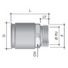 dkc / дкс 6111-a20n муфта труба-коробка д.20мм, ip66/ip67, м20х1,5, никелированная латунь