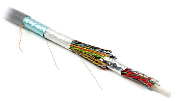 hyperline futp25-c5-s24-in-pvc-gy (ftp25-c5-solid-indoor) кабель витая пара, экранированная f/utp, категория 5, 25 пар (24 awg), одножильный (solid), экран - фольга (2 слоя), центральный силовой элемент, pvc, -5°с - +50°с, серый