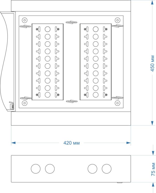 cabeus db-200p коробка распределительная на 200 пар, 450х420х75 мм