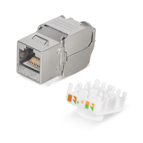 cabeus kj-rj45-cat.6a-sh-180-toolless вставка keystone jack rj-45(8p8c), 180 градусов, категория 6a, полный экран, без инструмента toolless