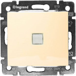 LEGRAND 774326 Переключатель на 2 направления, 1-клавишный, с подсветкой, 10АХ, 250В, слоновая кость, Valena