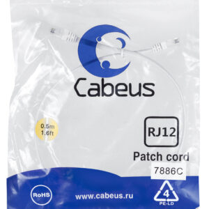 Патч-корд Cabeus PC-TEL-RJ12-0.5m телефонный 0.5 м белый