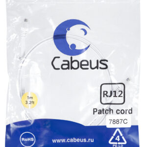 Патч-корд Cabeus PC-TEL-RJ12-1m телефонный 1 м белый