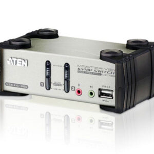 ATEN CS1732B-A7-G Переключатель, электрон., 2-х портовый, KVM+Audio+USB 2.0, 1 user PS2/USB+VGA, 2 cpu PS2/USB+VGA, со шнурами USB 2х1.2м., 2048x1536, настол., исп.спец.шнуры, OSD, некаскад.