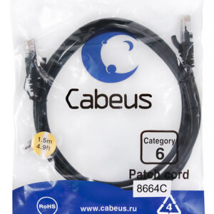 Патч-корд Cabeus PC-UTP-RJ45-Cat.6-1.5m-BK Кат.6 1.5 м черный