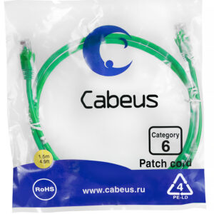 Патч-корд Cabeus PC-UTP-RJ45-Cat.6-1.5m-GN Кат.6 1.5 м зеленый